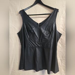 Peplum Faux Leather Top